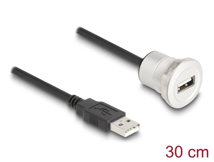 Delock Usb2.0 Typ-A Einbaubuchse Mit Cablep. St. Alu.30cm