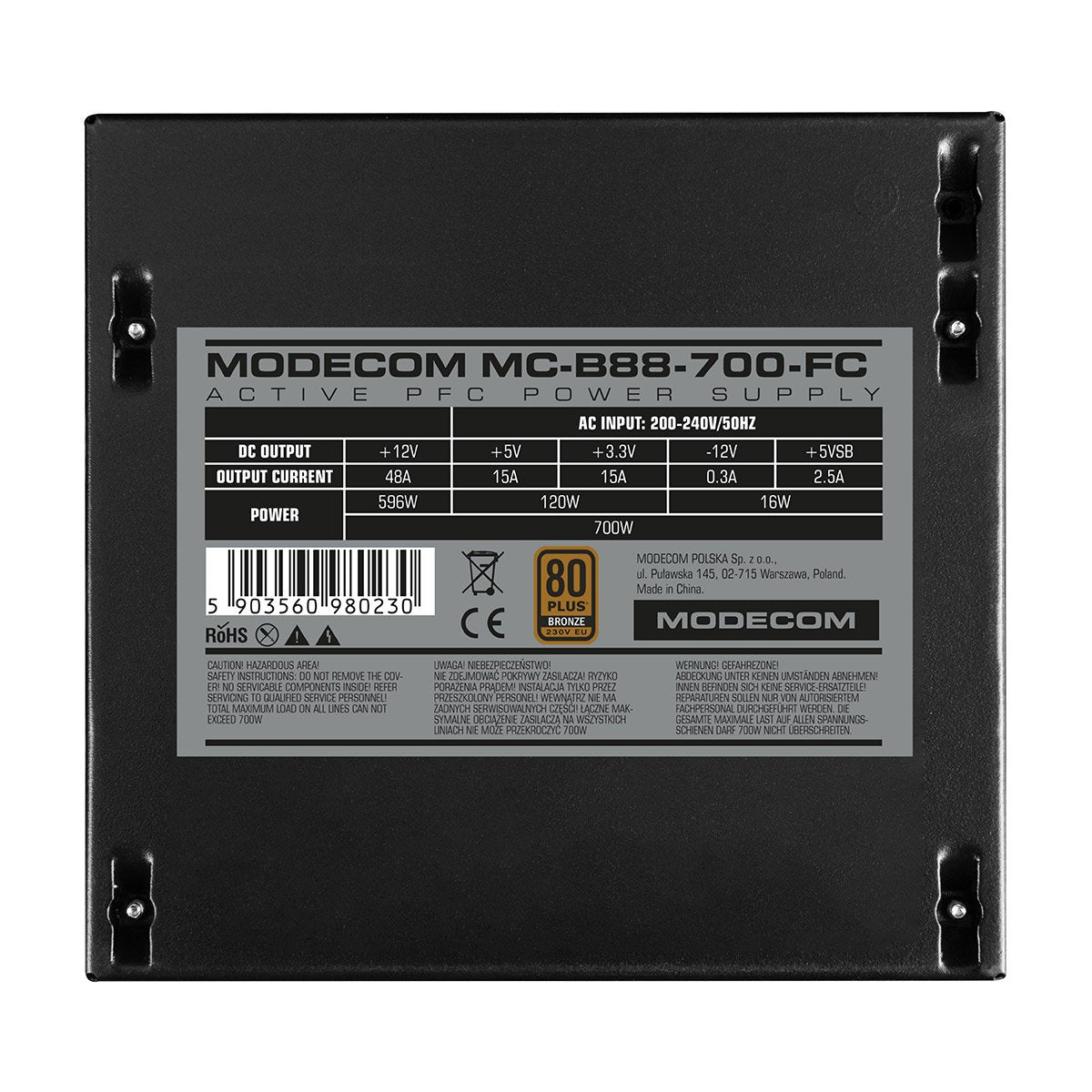EAN 5903560981947 - Modecom Gehäuse unidad de fuente de alimentación 700 W 20+4 pin ATX ATX Negro imagen 5