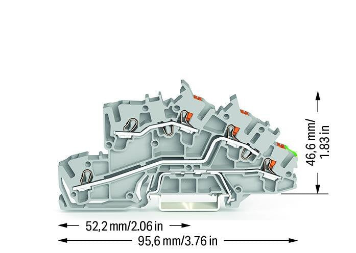 Wago 2203-7545 Installationsetagen- Abrazadera,L L Pe,Erdgeschoss Grn-Amarillo,Gris