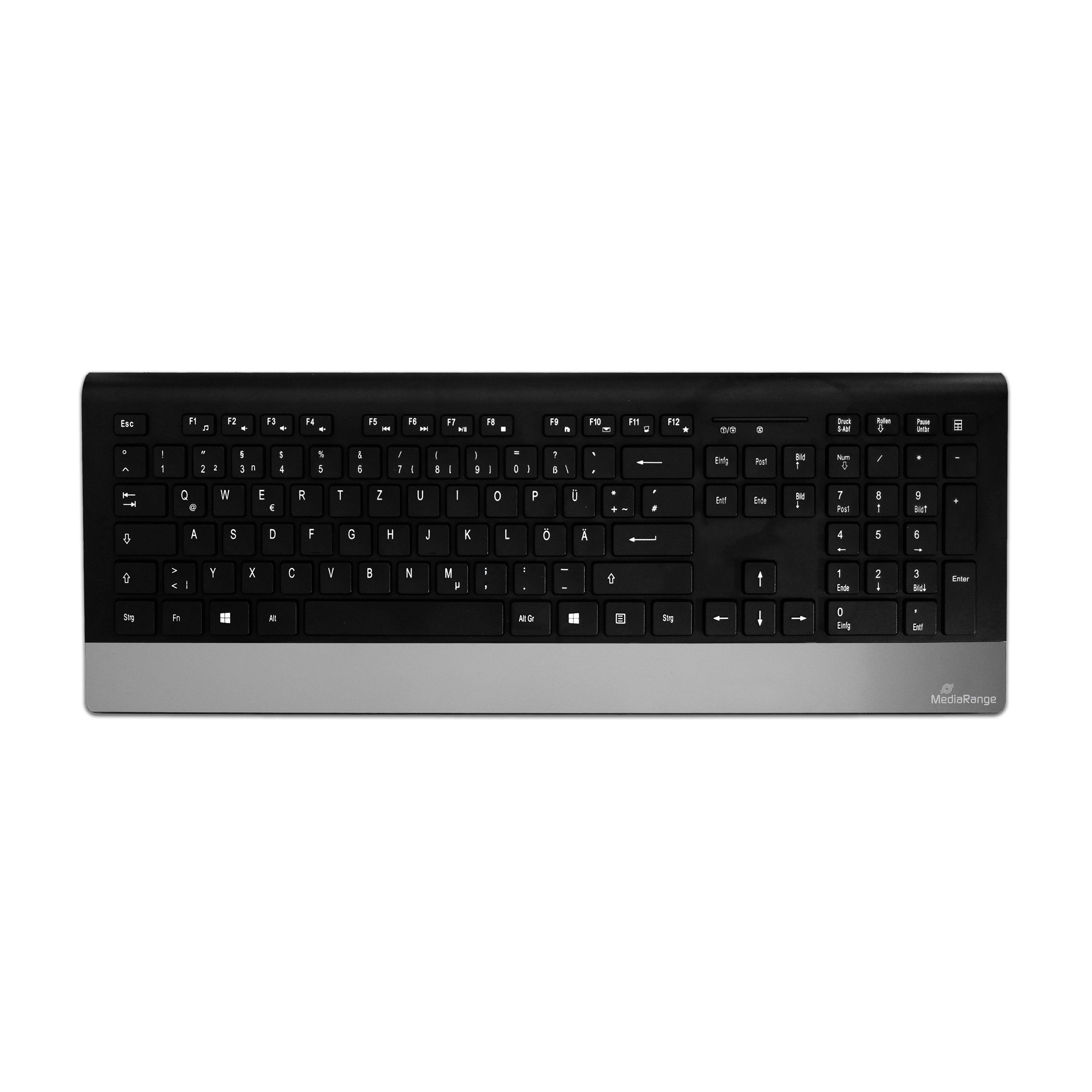 Mediarange Mros105 Teclado Rf Inalámbrico Qwertz Inglés Negro, Plata