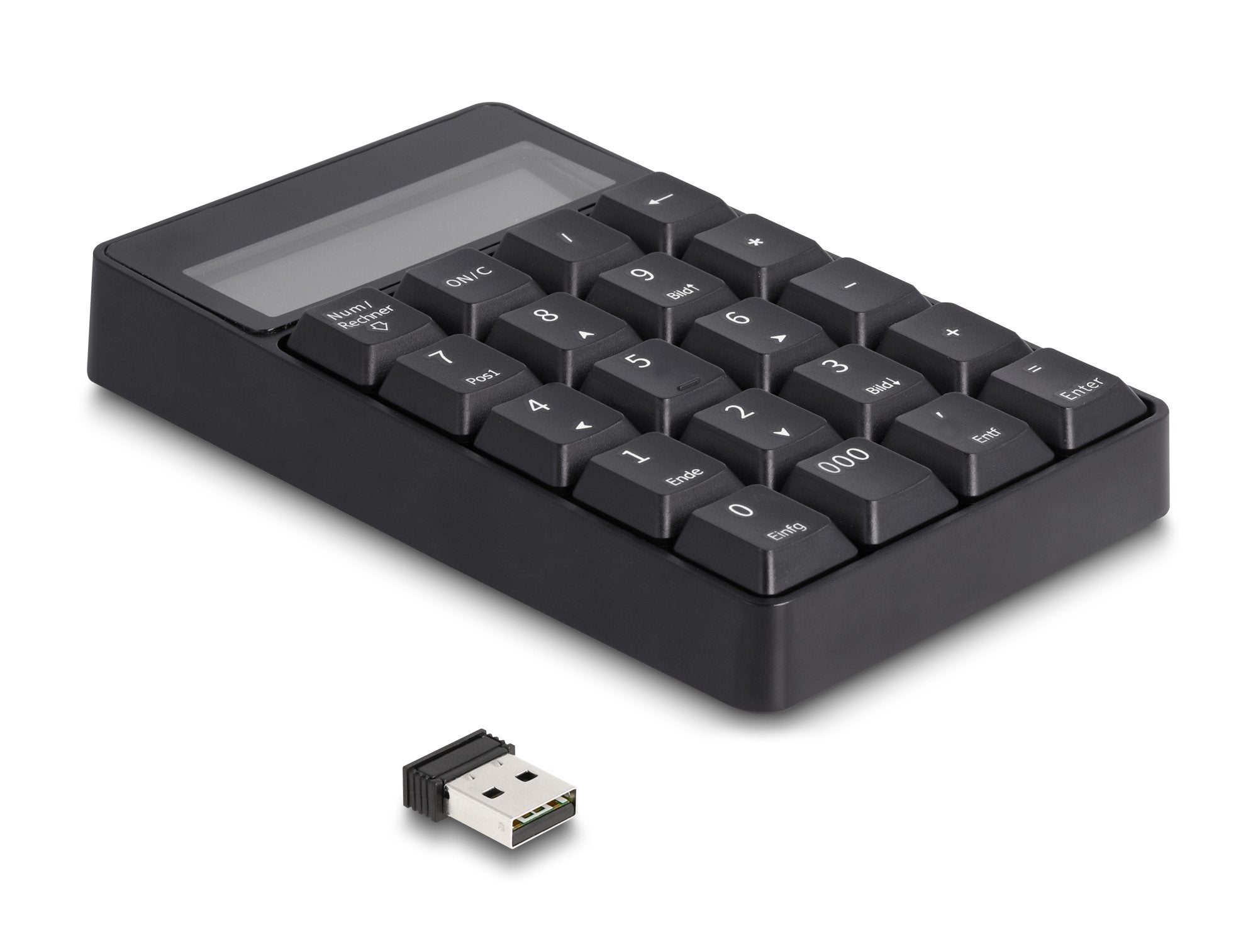 Delock 12113 Teclado 2 En 1 Usb Tipo-A Con Función De Calculadora 2,4 Ghz Inalámbrico Negro