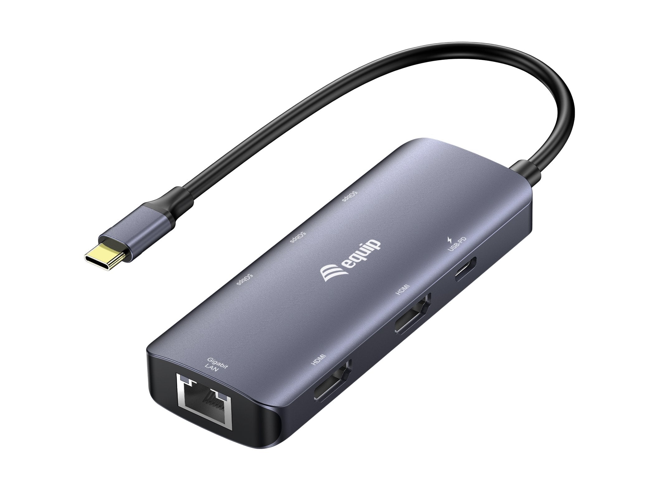Equip Adapter Usb-C->2xhdmi/Rj45/2xusb-A/Usb-C3.2 M/H Gris