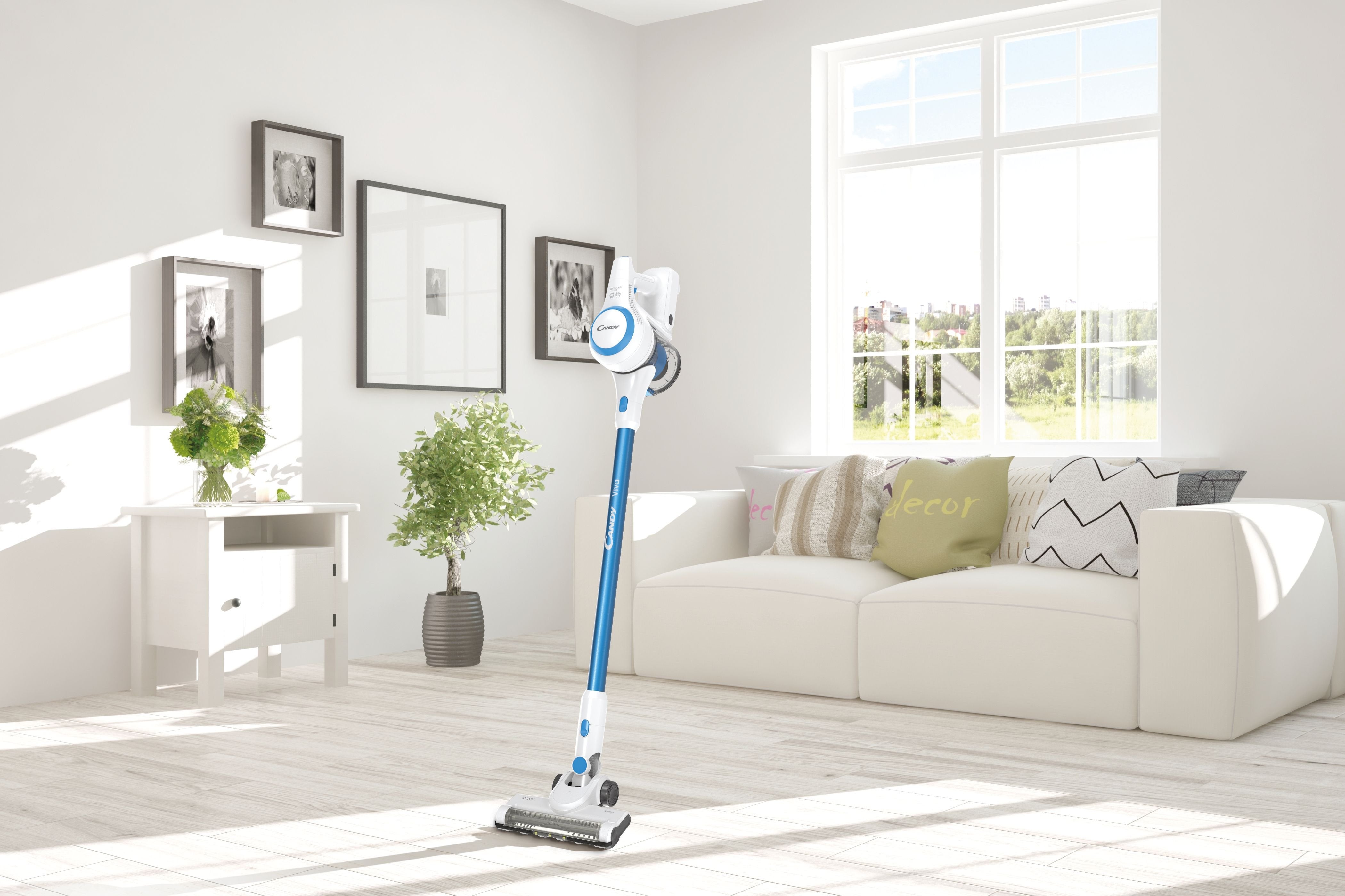 Candy Scopa Elettrica Cviva20 Ricaricabile Bianco/Blu