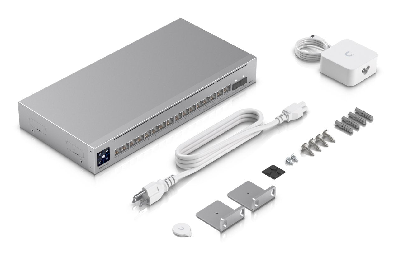 Ubiquiti Usw-Pro-Max-16 Switch Etherlighting Capa 3 Con 4x 2.5gbe, 12xgbe Y 2x Sfp+ 10gb. Montaje En Sobremesa, Pared Y Rack (Requiere Accesorio De Montaje). Sistema De RefrigeraciÓ N Silencioso Y Sin