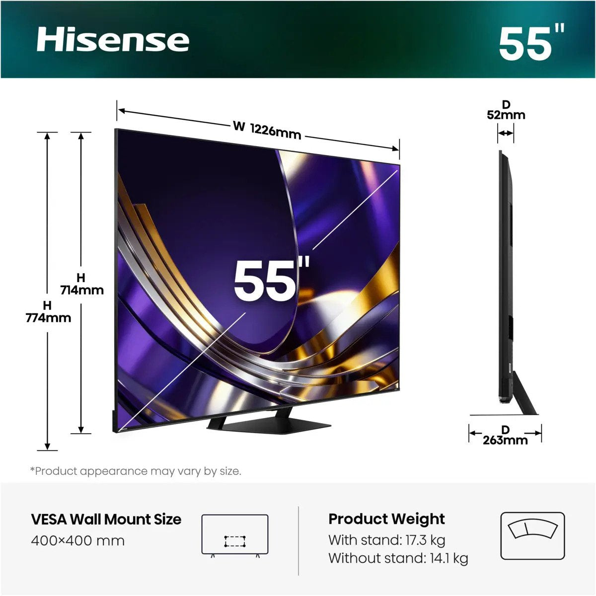EAN 6942351437132 - Hisense 55U7DS PRO 139,7 cm (55") 4K Ultra HD Smart TV Wifi Negro imagen 5