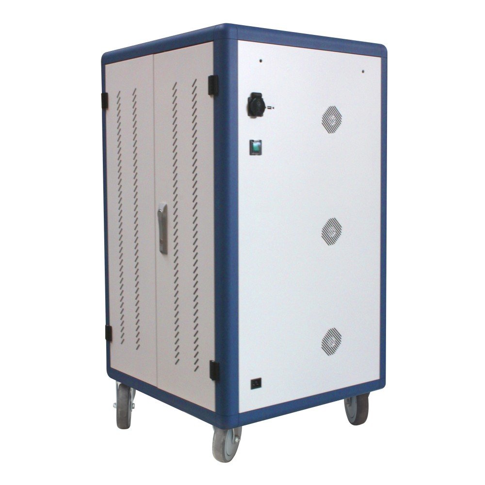 Techly I-Cabinet-30duty Carrito Y Armario De Dispositivo Portátil Carro De Gestión Y Carga Para Dispositivos Portátiles Blanco, Azul