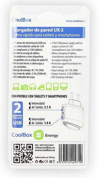 EAN 8437012429710 - CoolBox UX-2 Universal Negro Corriente alterna Interior imagen 3
