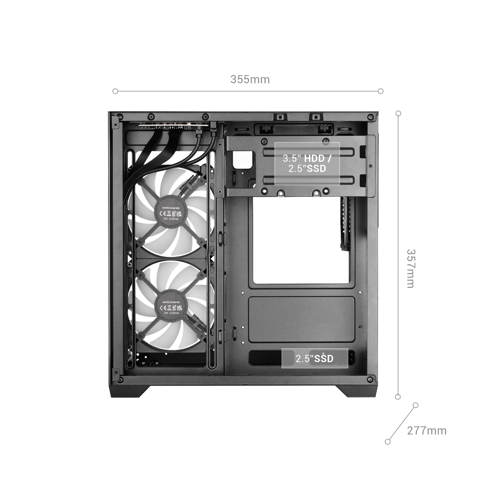 Caja Pc Microatx Mars Gaming Mc-View3 Gpu Max 330mm Cristal Templado Panoramico Argb Usb-C Negra
