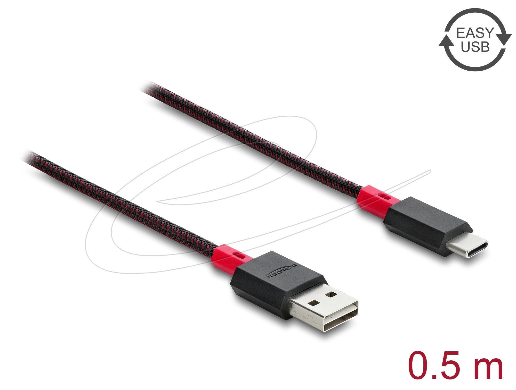 Delock Easy-Usb 2.0 Cable Typ-A Stecker Zu Usb Type-C Stecker 0,5 M Schwarz