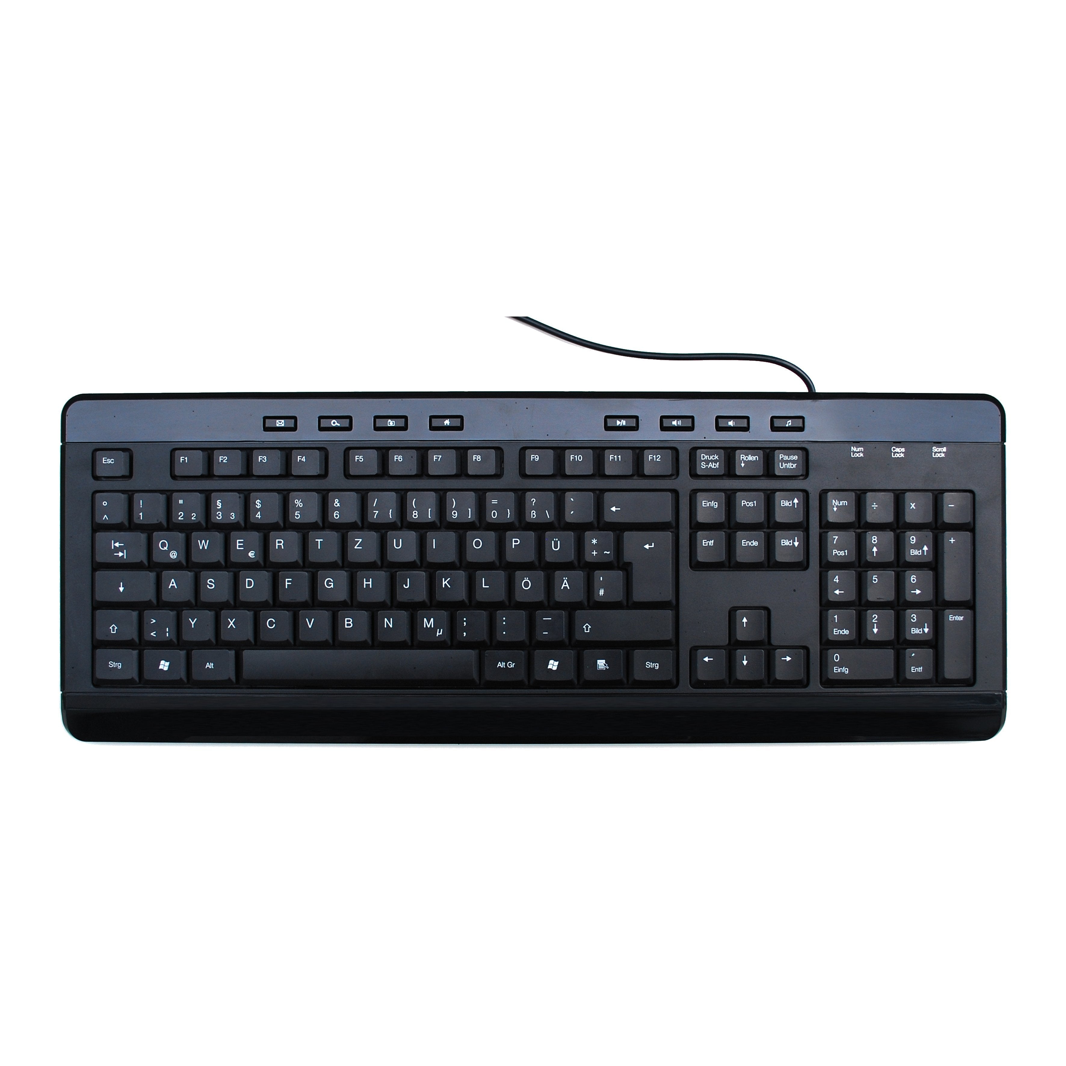 Mediarange Tastatur Multimedia Keyboard Black 8 Sondertasten