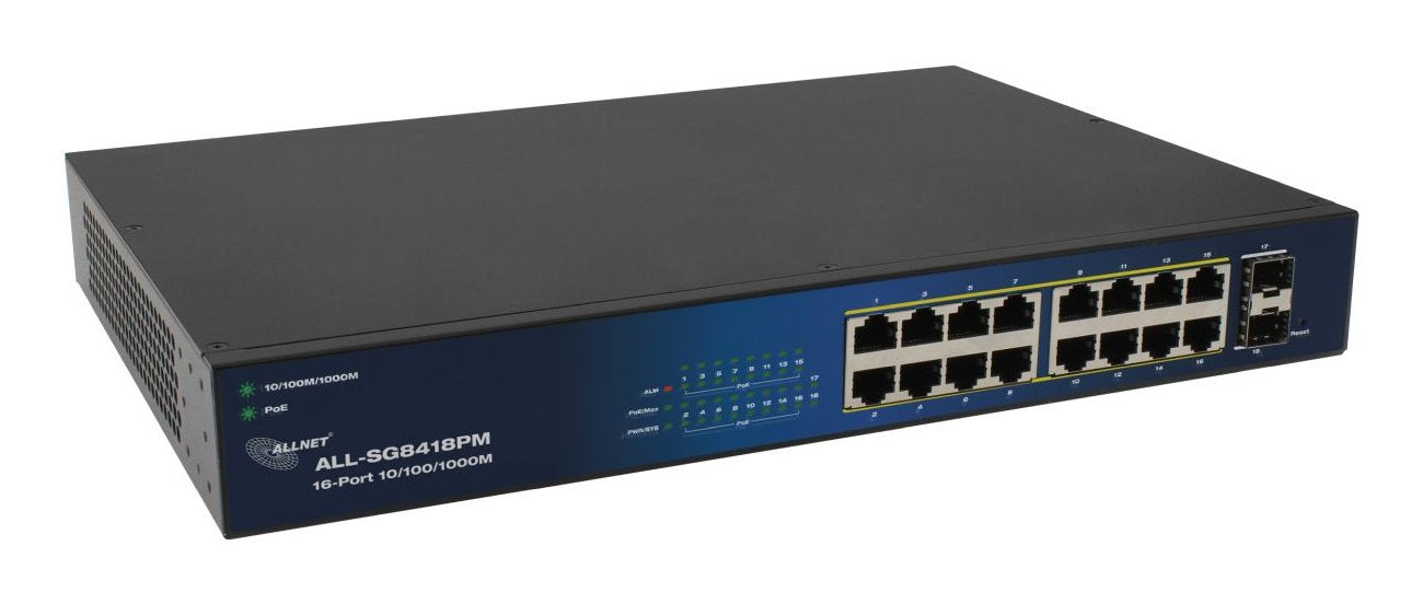 Allnet Switch Smart Managed Layer2 18 Port Gigabit &Hll 18x Gbe &Hll Poe Hdget 240w &Hll 16x Poe At &Hll 2x Sfp &Hll 19\" &Hll Ventiladorlos &Hll All-Sg8418pm