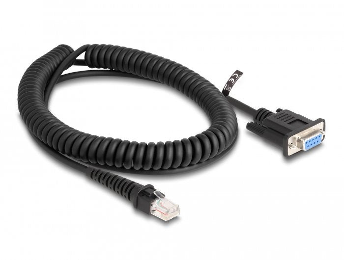 Delock 87996 Cable Rj50 En Espiral Macho A Conector D-Sub 9, Hembra, 1,5 M, Negro