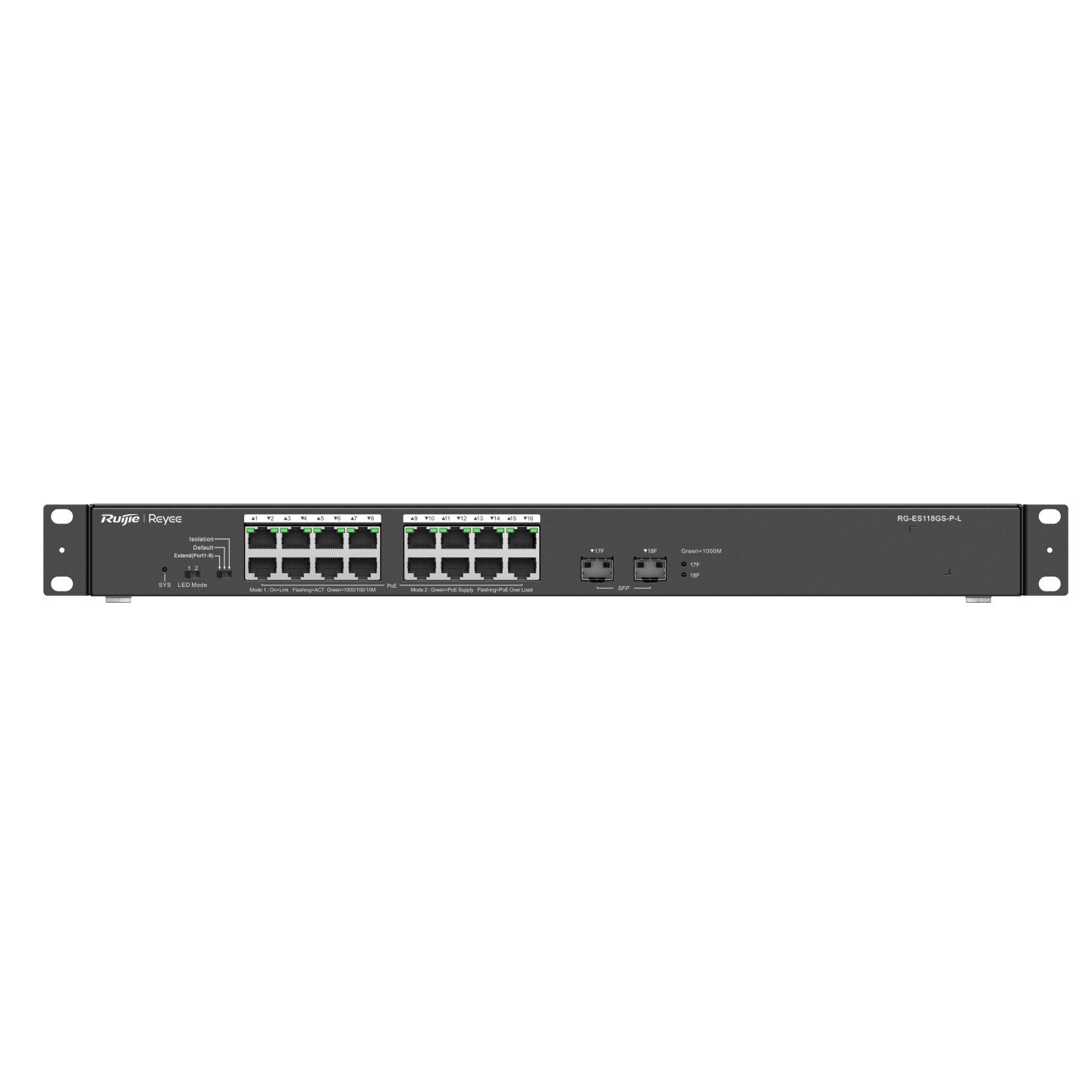 Switch Ruijie Reyee Rg-Es118gs-P-L 16p Dowlink + 2uplink Sfp