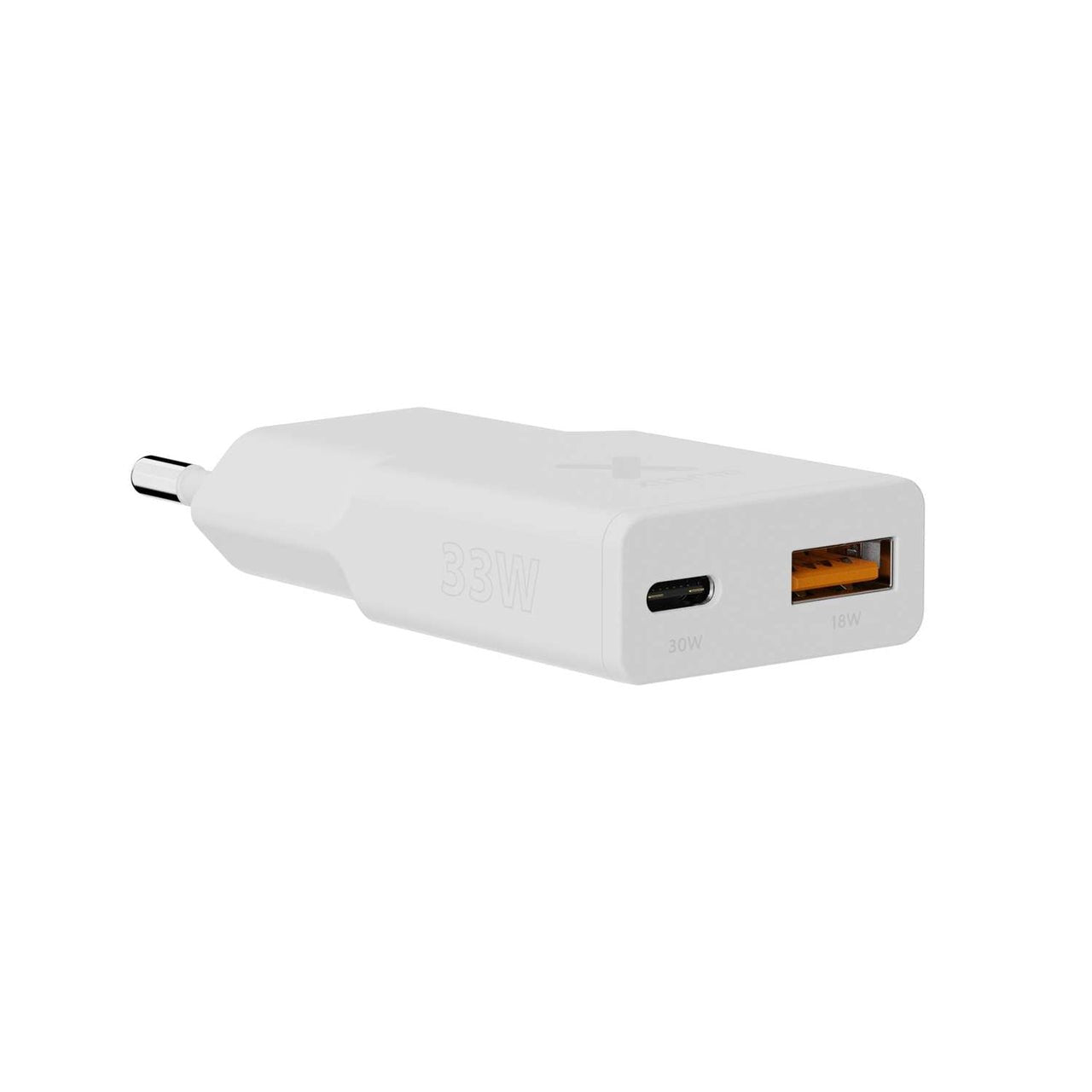 Cargador Usb De Viaje/Pared 33w Go2 Slimline Type-C/Usb Blanco Xtorm Salida Usb-C Pd/ 33 W Salida Usb-A Quick Charge 3.0 / 18 W.