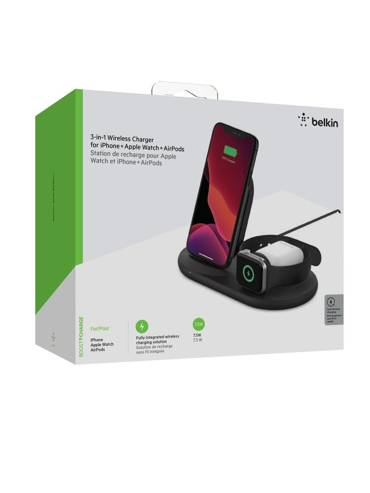 Belkin Wiz001vfbk - Cargador Inalámbrico 3 En 1 Negro