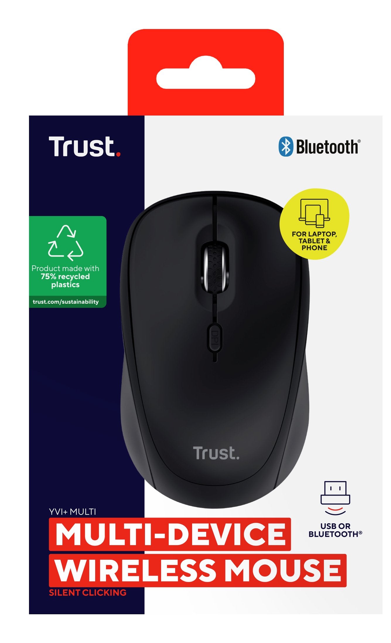 EAN 8713439254402 - Trust Yvi+ ratón Universal Ambidextro RF Wireless + Bluetooth Óptico 1600 DPI imagen 6