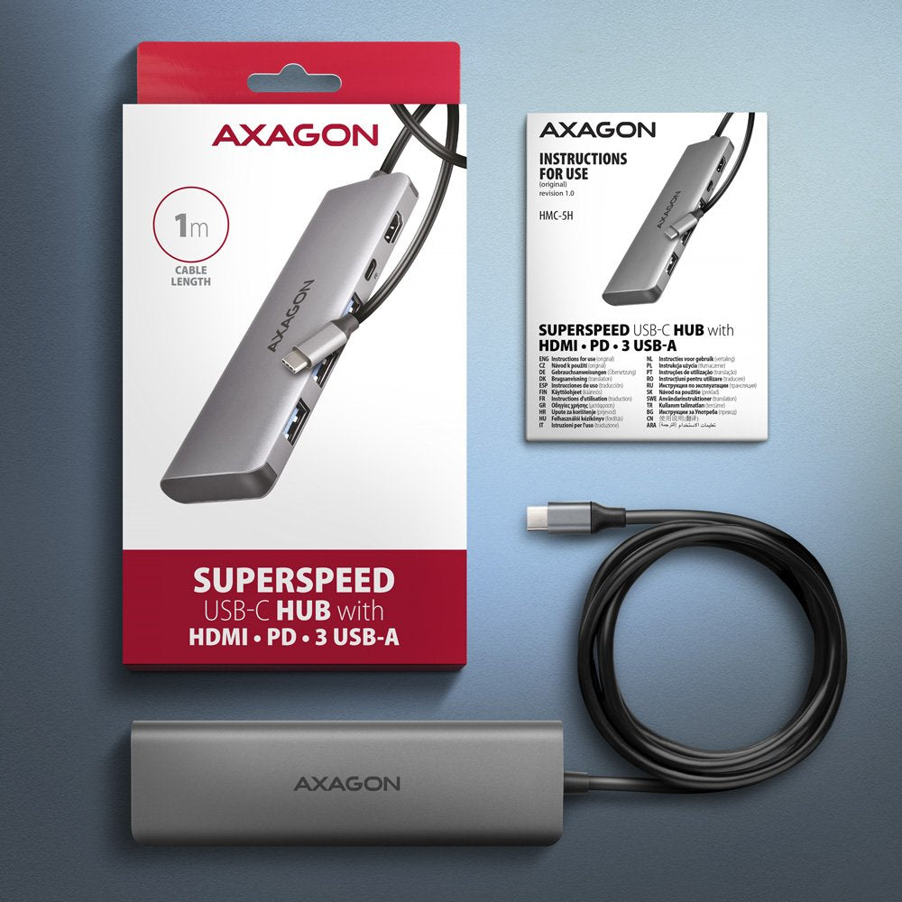EAN 8595247907509 - Axagon HMC-5H USB-C 3.2 Gen 1 hub 3x USB-A 4K HDMI PD 100W - Silber Alámbrico USB 3.2 Gen 1 (3.1 Gen 1) T imagen 6