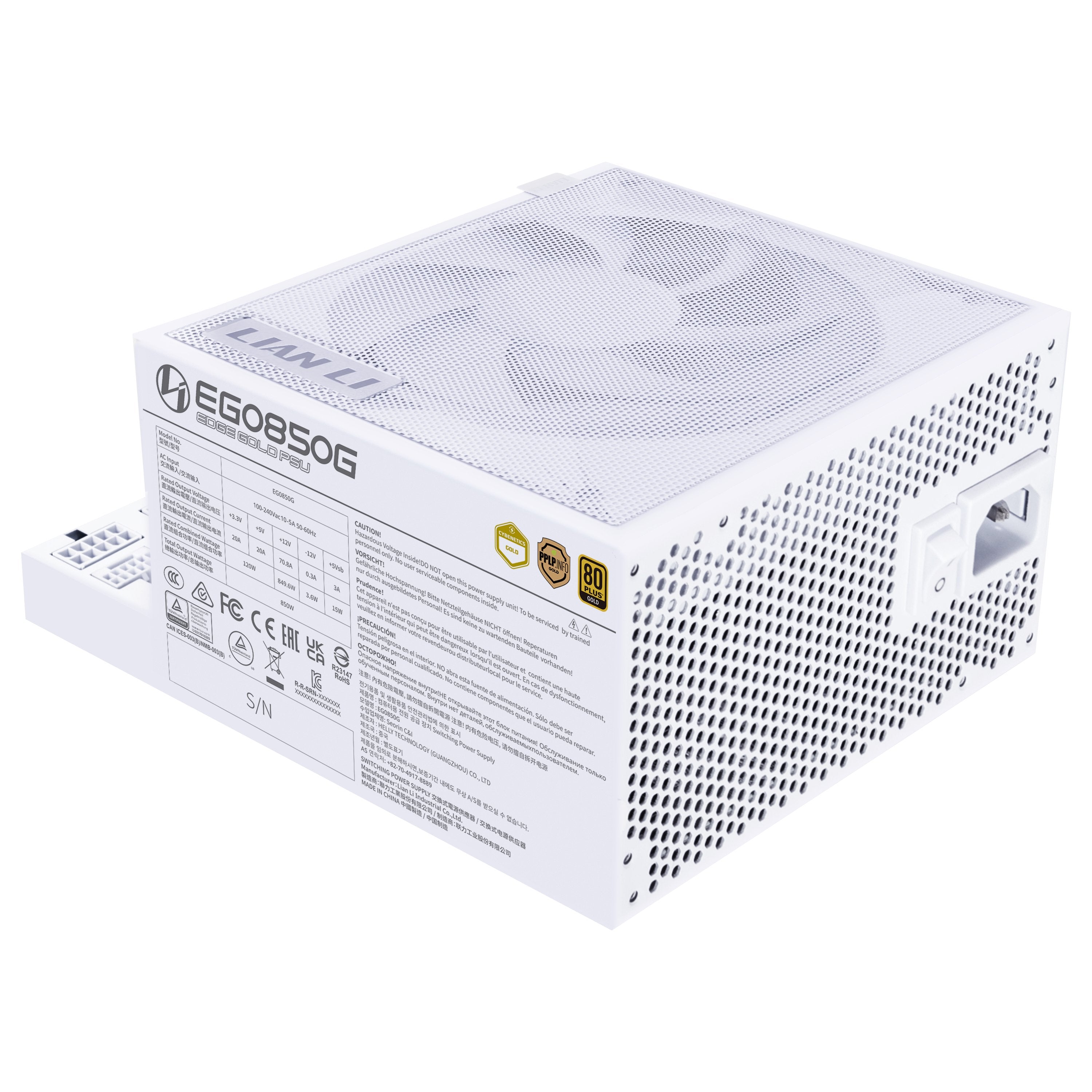 EAN 4718466016331 - Lian Li EG0850G unidad de fuente de alimentación 850 W 20+4 pin ATX ATX Blanco imagen 3