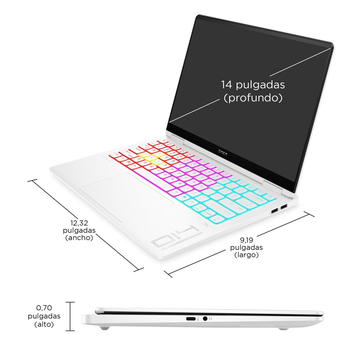 Portátil Gaming Hp Omen Transcend 14-Fb1003ns, Intel Core Ultra 9 285h, 64gb, 1tb Ssd, Nvidia Geforce Rtx 5070 8gb, 14" Oled, W11 - Blanco
