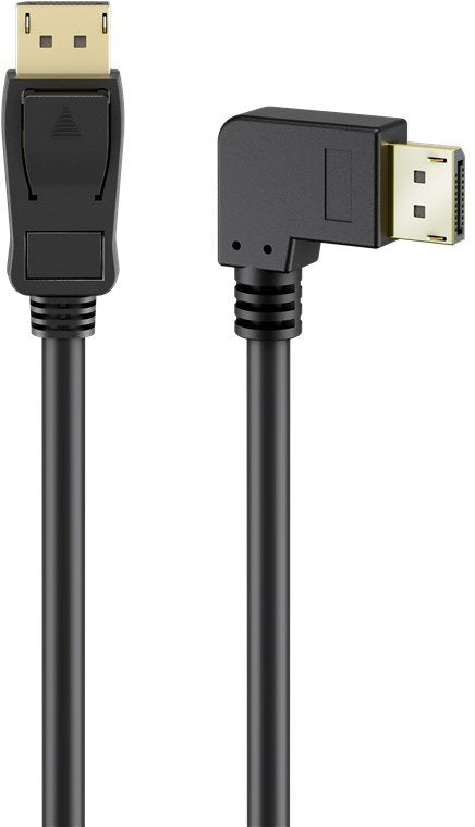 Goobay Cable Displayport Stecker 90° > Displayport Stecker, 8k / 144hz (Negro, 2 Meter, 1 Stecker 90° Seitlich Abgewinkelt, 54 Gbit/S, Displayport 2.0 / 2.1) 77053