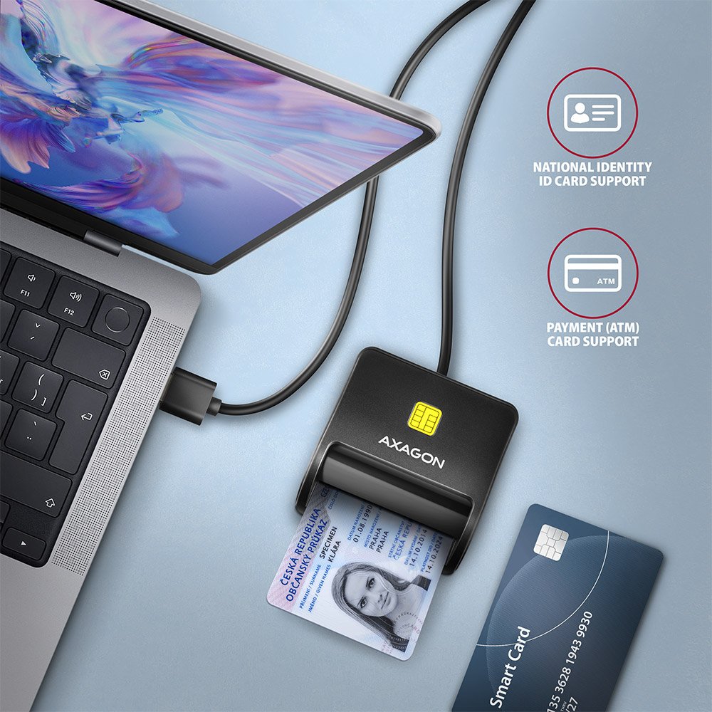EAN 8595247906922 - Axagon CRE-SM3SD USB Smart card & SD/microSD/SIM Flat lector de tarjeta inteligente Interior USB 2.0 Negr imagen 4