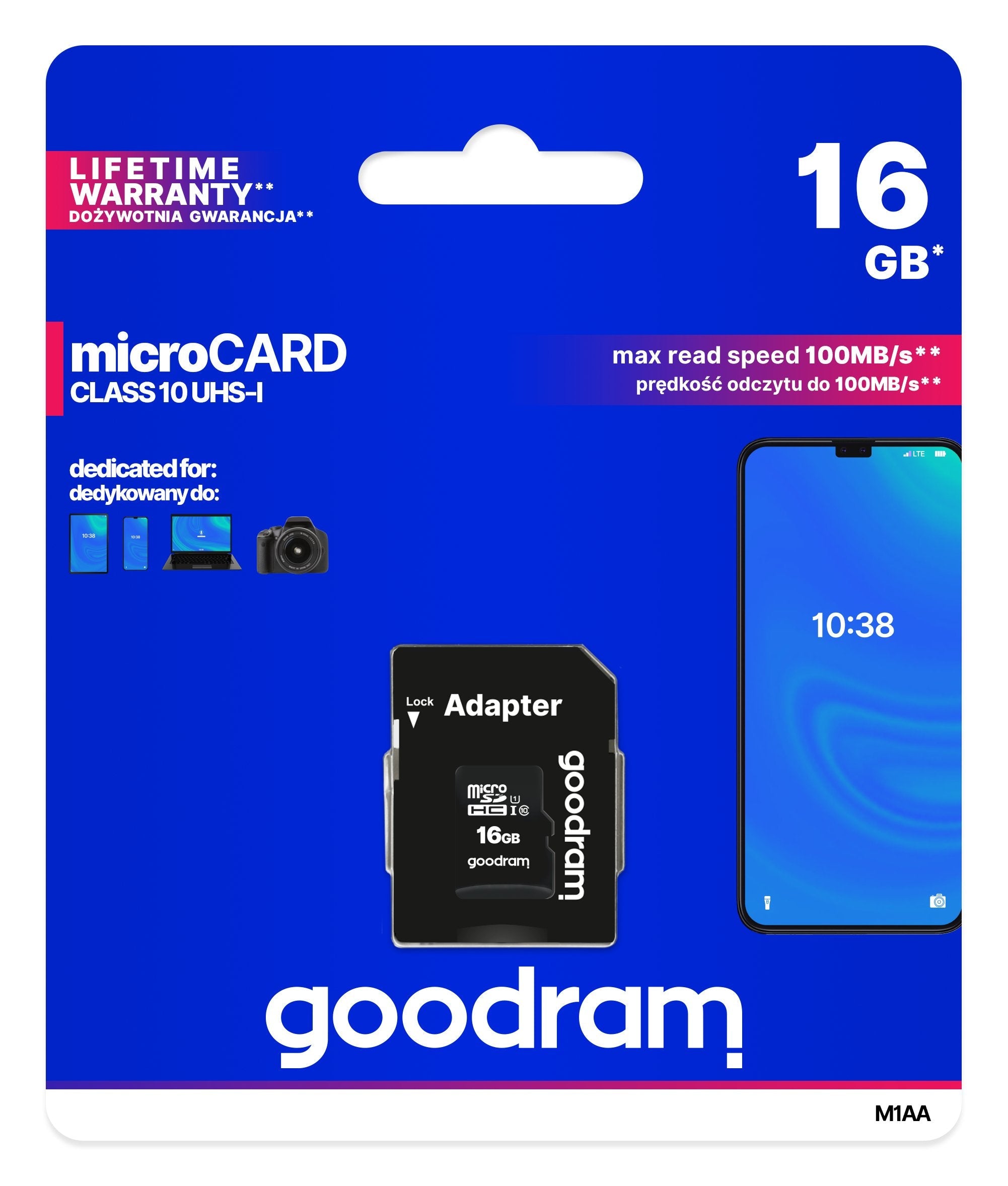 Micro Sd Goodram 16gb M1aa Cl10 Uhs-I+Adapt M1aa-0160r12