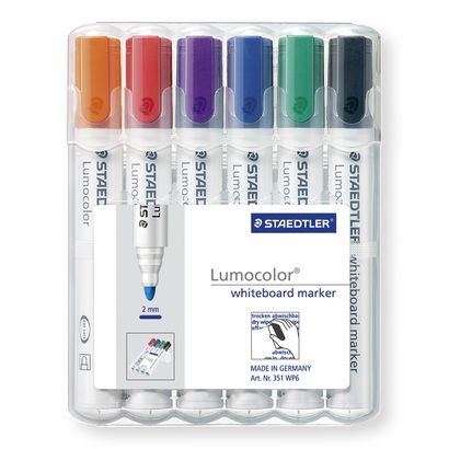 EAN 4007817328941 - Staedtler Lumocolor whiteboard marker 351 marcador 6 pieza(s) Punta redonda Negro, Azul, Verde, Naranja, imagen 2