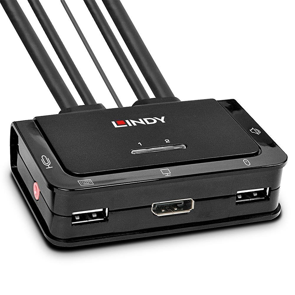 Lindy 2 Port Displayport 1.2, Usb 2.0 Kvm Switch Mit Audio