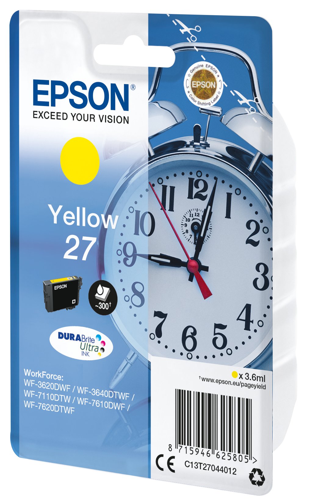 Cartucho Tinta Epson T270440 Amarillo Wf3000/Wf7000/ Despertador