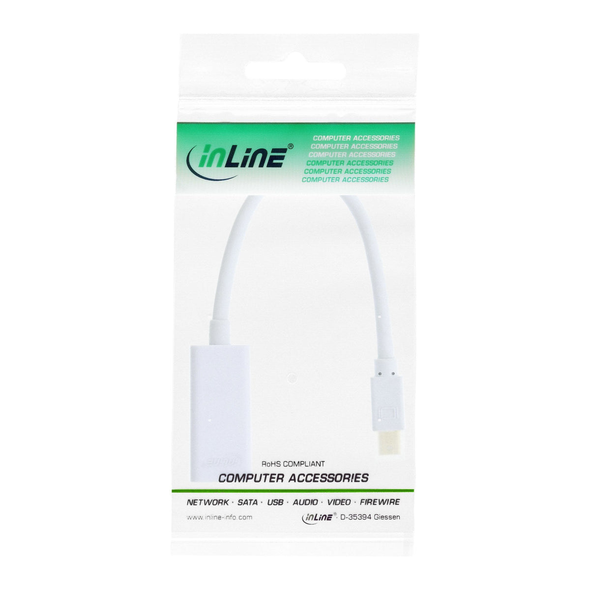Adaptador Inline Mini Displayport Hdmi Con Audio, Mini Displayport Macho A Hdmi Hembra, 4k/30hz, Blanco, 0,15 M