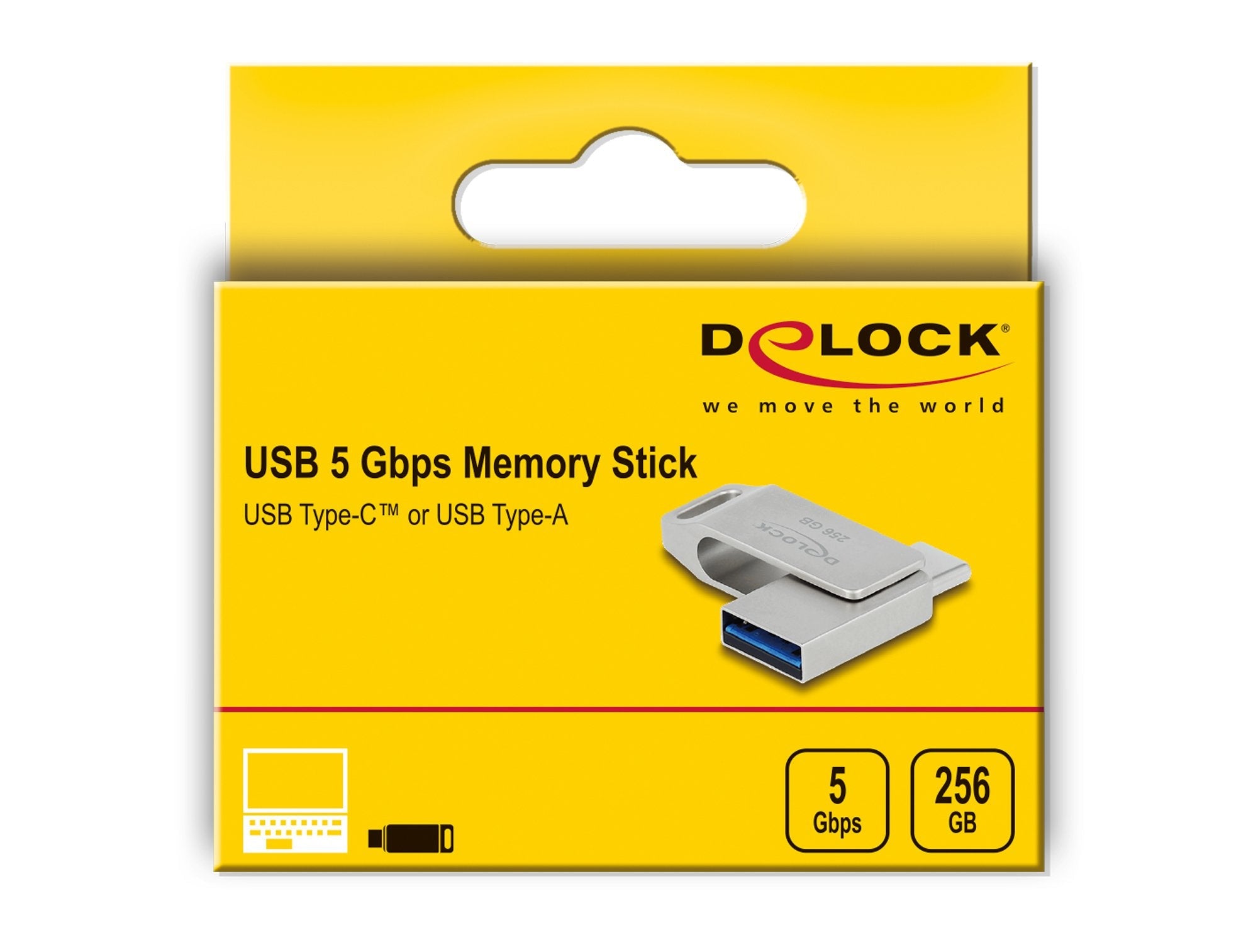 Delock 54008 Usb 5 Gbps Lápiz De Memoria Usb-C + Tipa-A 256 Gb - Carcasa De Metal