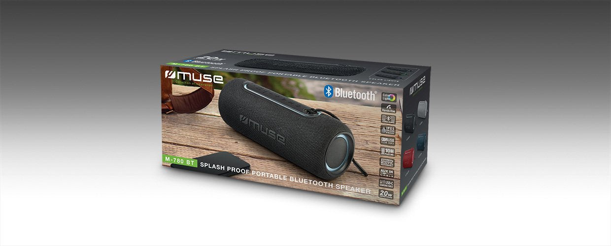 Altavoz Bluetooth Muse M780bt Negro 20wat Usb-Mp3 Iluminacion Rgb 10h Bat Usb-C