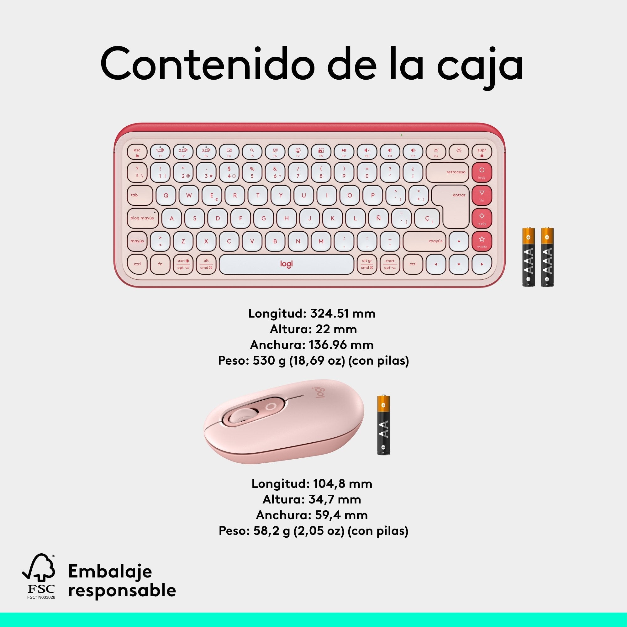 Teclado Español + Ratón Logitech Pop Icon Combo, Bluetooth - Rosa