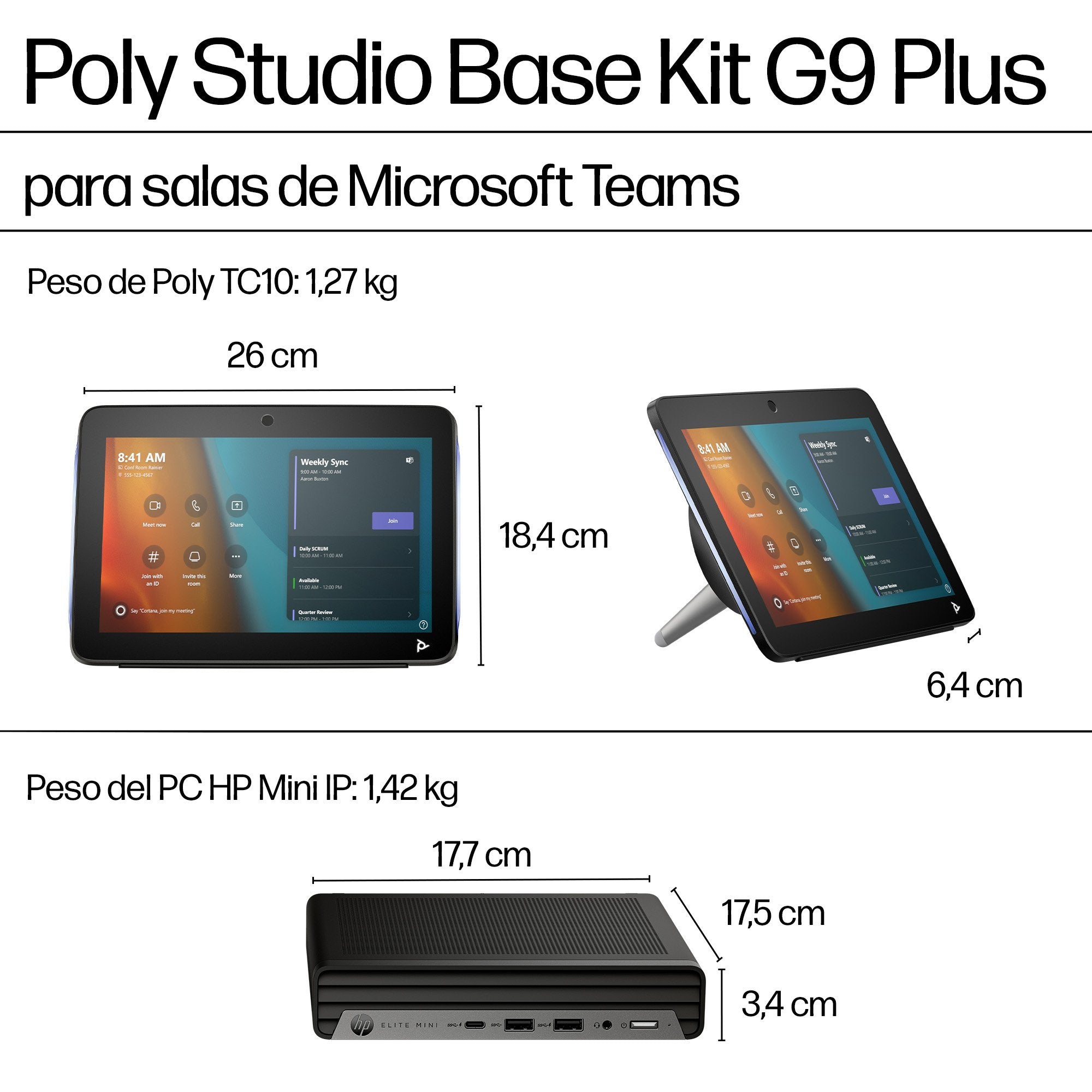 EAN 5902002274418 - Poly Studio Base Kit G9 Plus for Microsoft Teams HP Mini IP PC w/TC10 sistema de video conferencia Ethern imagen 5