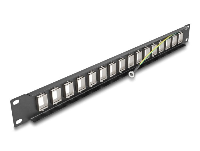 Delock 66758 19 Keystone Patchpanel 16 Port 1 He Negro