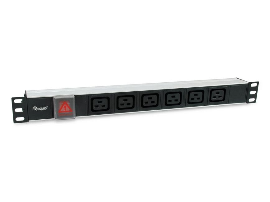 Equip 19" Meckdosenleime Iec C20->6xiec C19+Switch Alu.