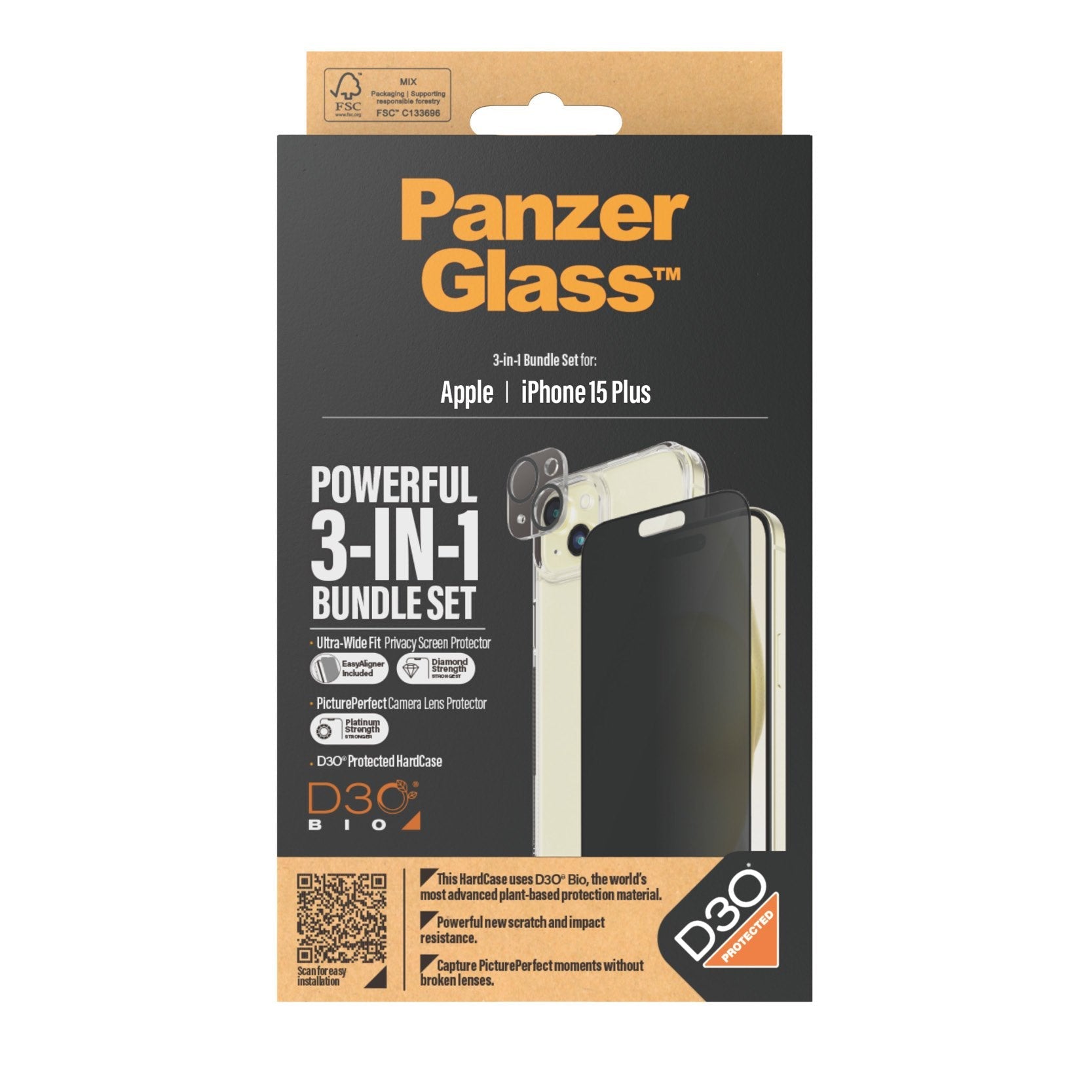 Protector De Pantalla Apple - Iphone 15 Pluspanzerglass Privacy 3-In-1-Pack Iphone 2023 6.7
