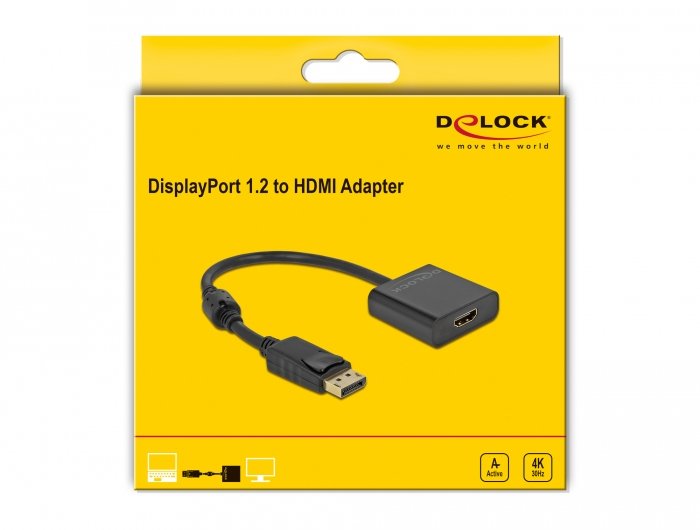 Adaptador Displayport 1.2 Macho A Hdmi Hembra 4k Activo Negro