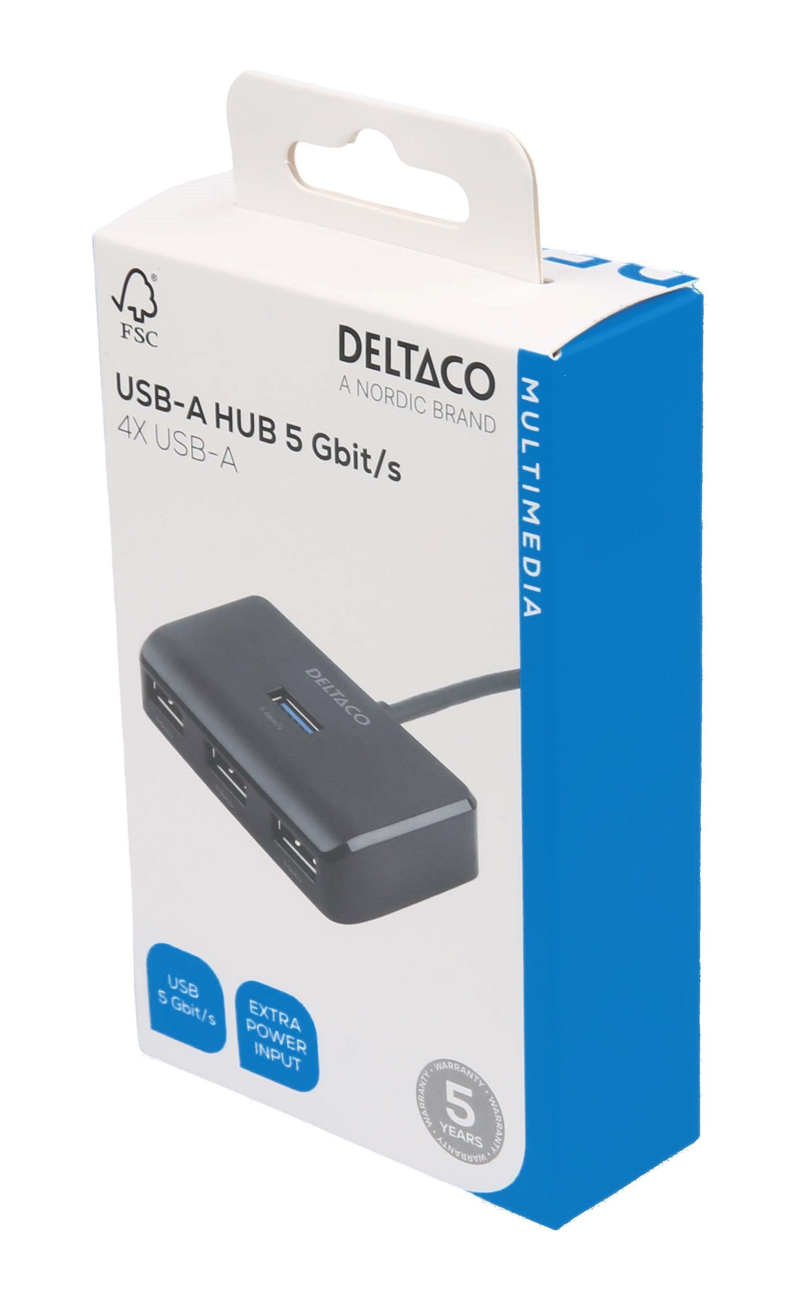 Deltaco Usb-A-Hub M. 4 Ports 5 Gbit/S Schwarz