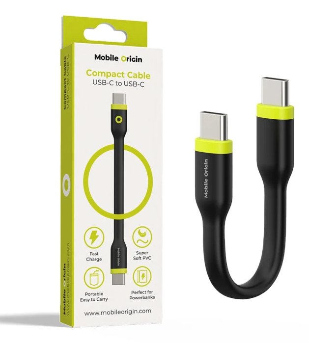 Mobile Origin Compact Cable Usb-C To Usb-C Black 10cm