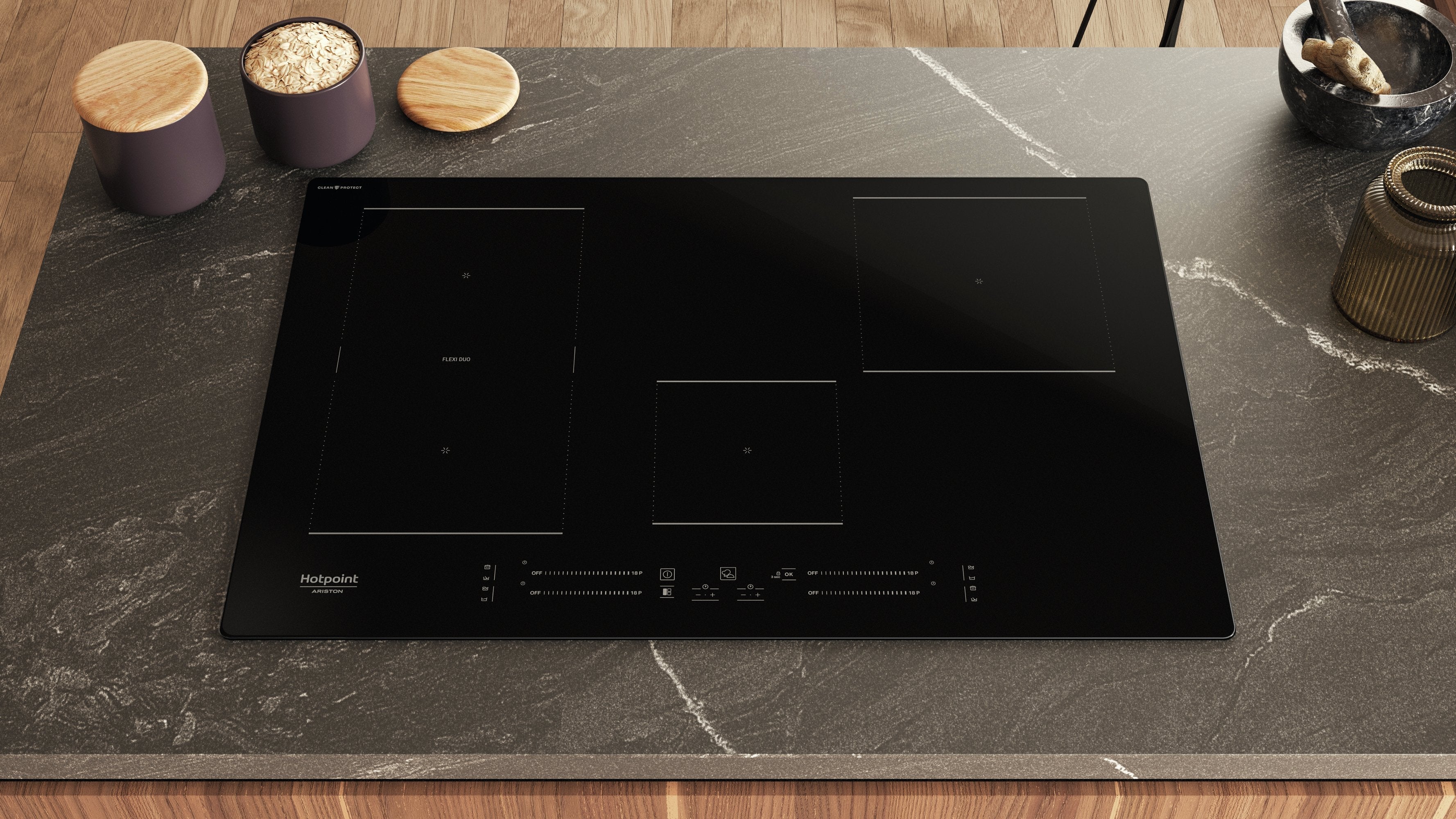 Placa Hotpoint Hs 1377c Cpne Negro Integrado 77 Cm Con De Inducción 4 Zona(S)
