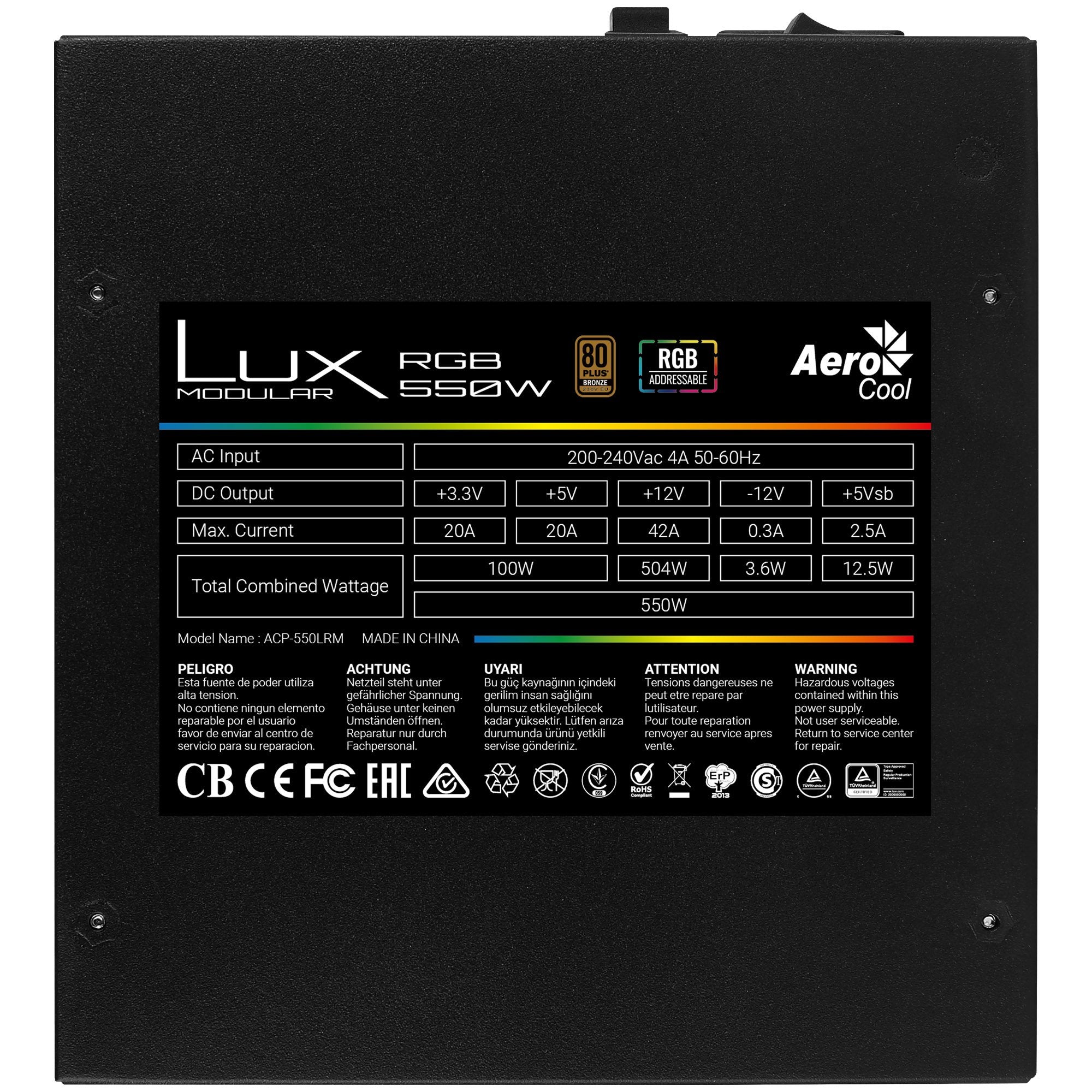 EAN 4718009156203 - Aerocool LUX RGB 550M unidad de fuente de alimentación 20+4 pin ATX imagen 3