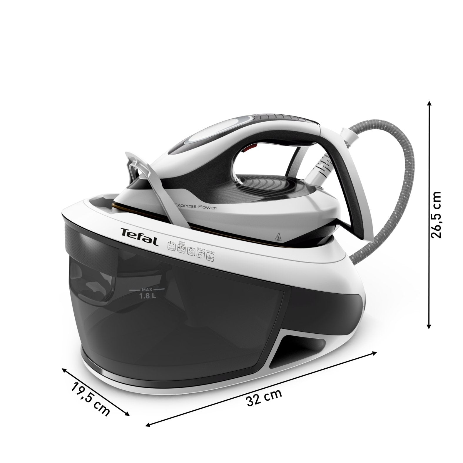 EAN 3121040086193 - Tefal Express Power SV8130 2800 W 1,8 L Durilium AirGlide Autoclean soleplate Negro, Blanco imagen 6