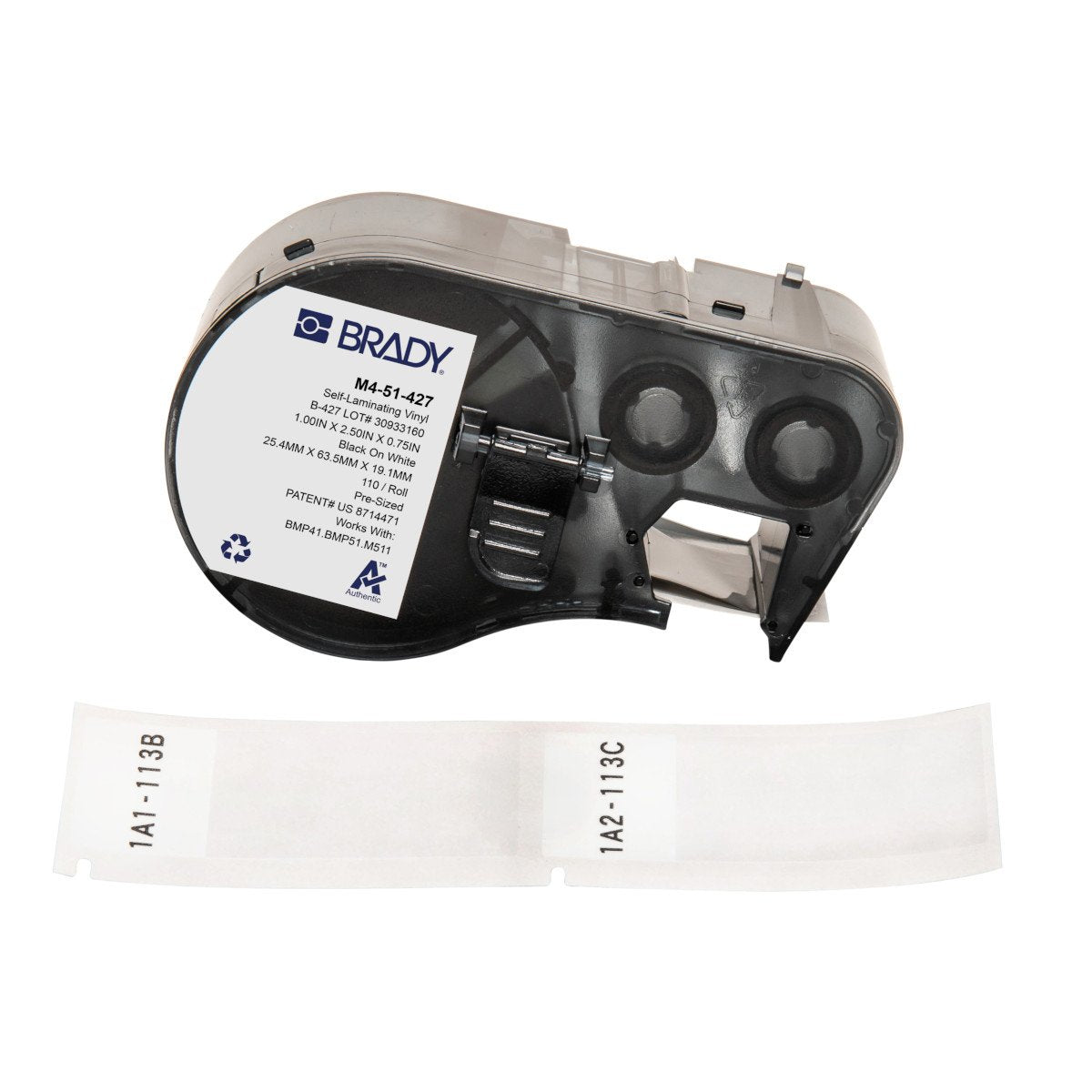 EAN 0888434591765 - Brady M4-51-427 etiqueta de impresora Negro, Blanco Etiqueta para impresora autoadhesiva imagen 1