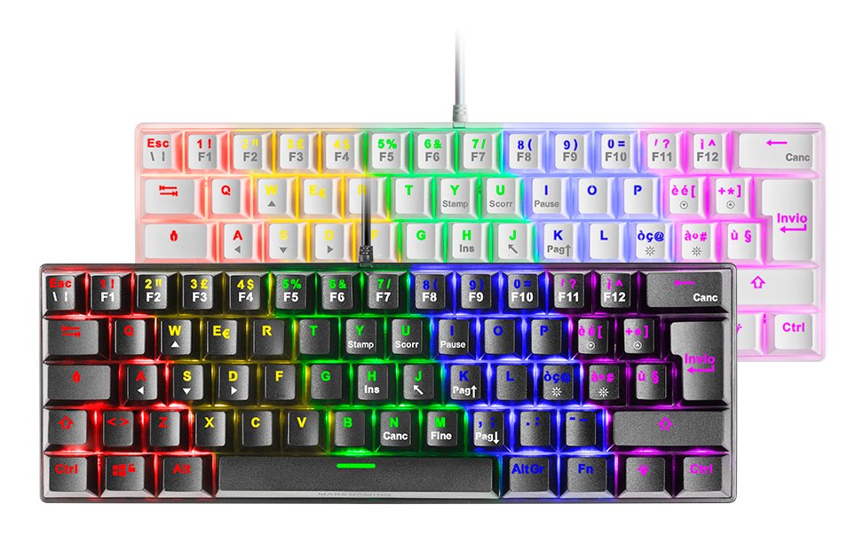 Mars Gaming Mk60 Teclado Gaming Mecanico - Ultra-Compacto 60% - Iluminacion Rgb - Switches Antipolvo - Teclas