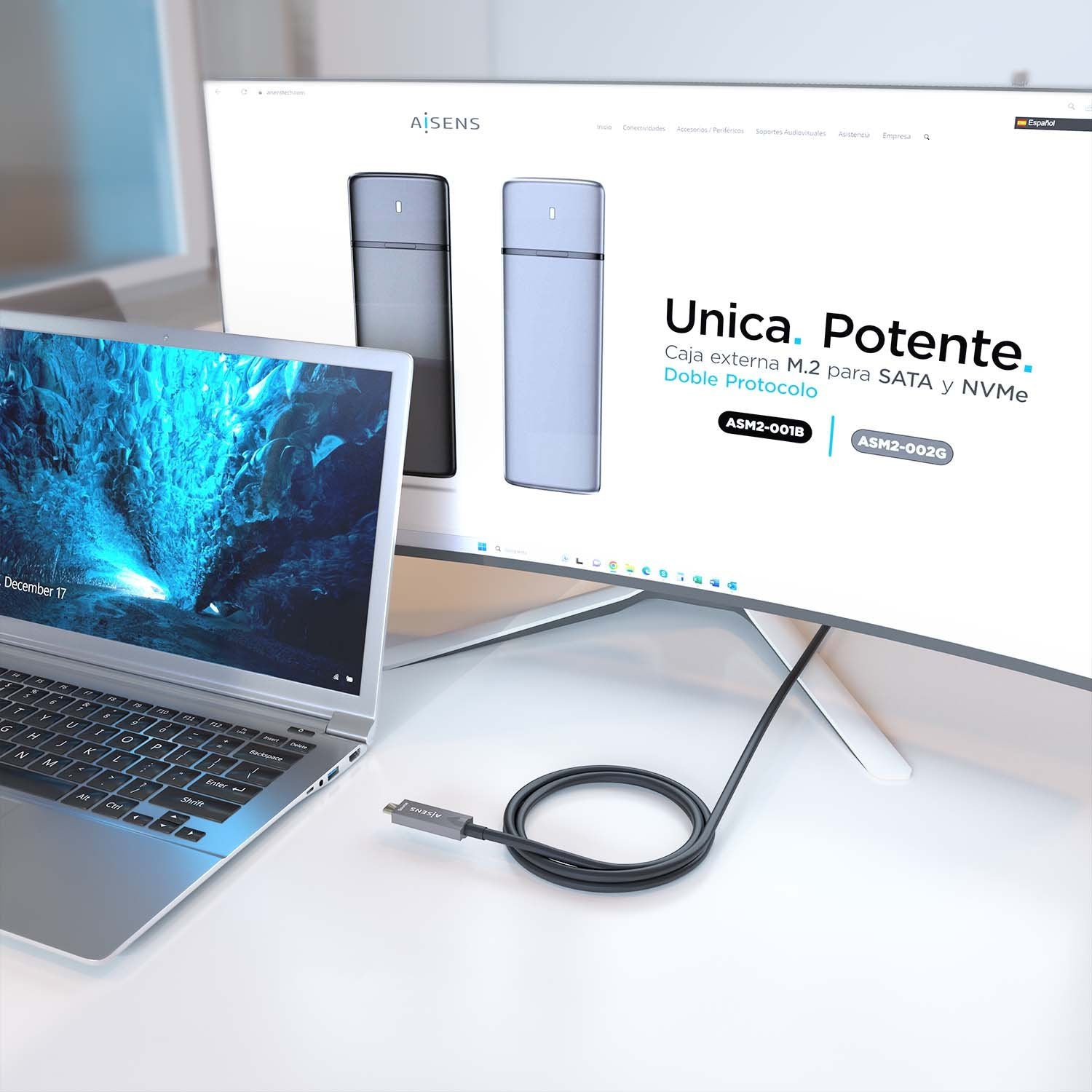 Cable Usb3.1 Aisens Gen2 10gbps Aoc 4k 3a 60w E-Mark Usb-C M/M 7.5m