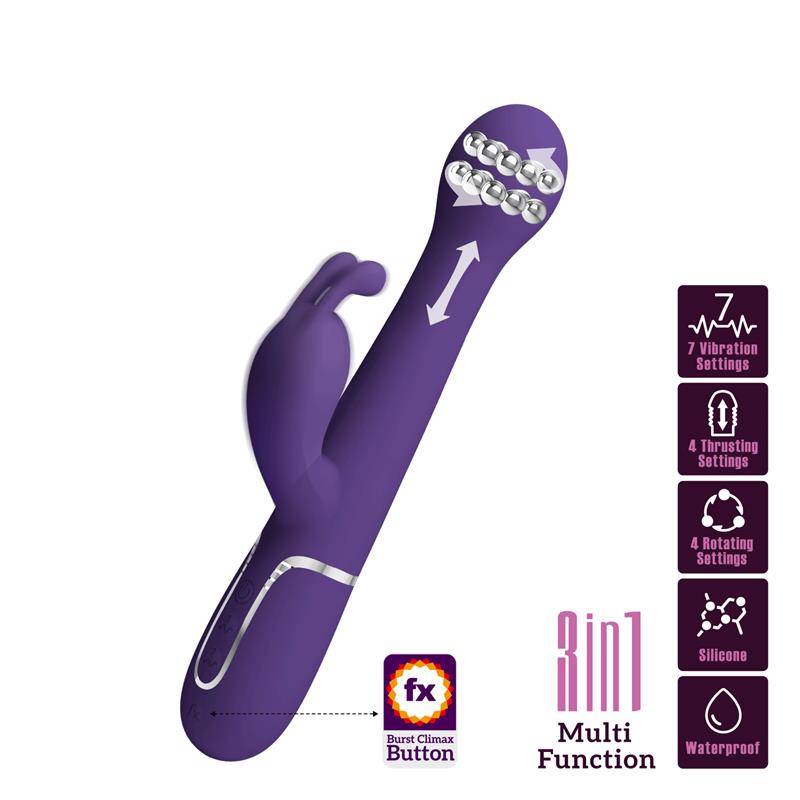Pretty Love - Dejon Vibrador Rabbit 3 En 1 Multifunción Morado