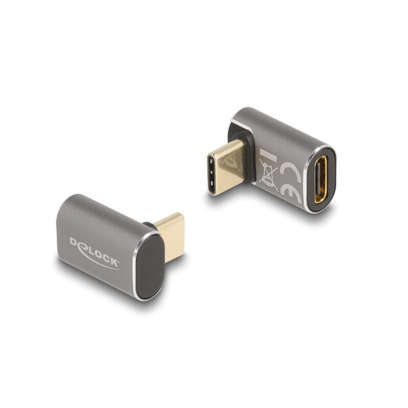 Delock 60054 Usb Adaptador 40 Gbps Usb Type-C Pd 3.0 100 W Macho A Puerto Hembra Sesgado 8k 60 Hz Metal
