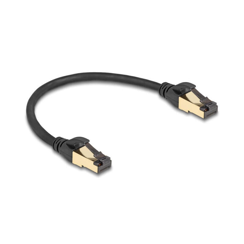 Delock 80246 Cable De Red Rj45 Cat.6a Macho A Macho S/Ftp Negro, 30 Cm, Con Cable Cat.7 Bruto Apto Para Uso Industrial Y En Exteriores