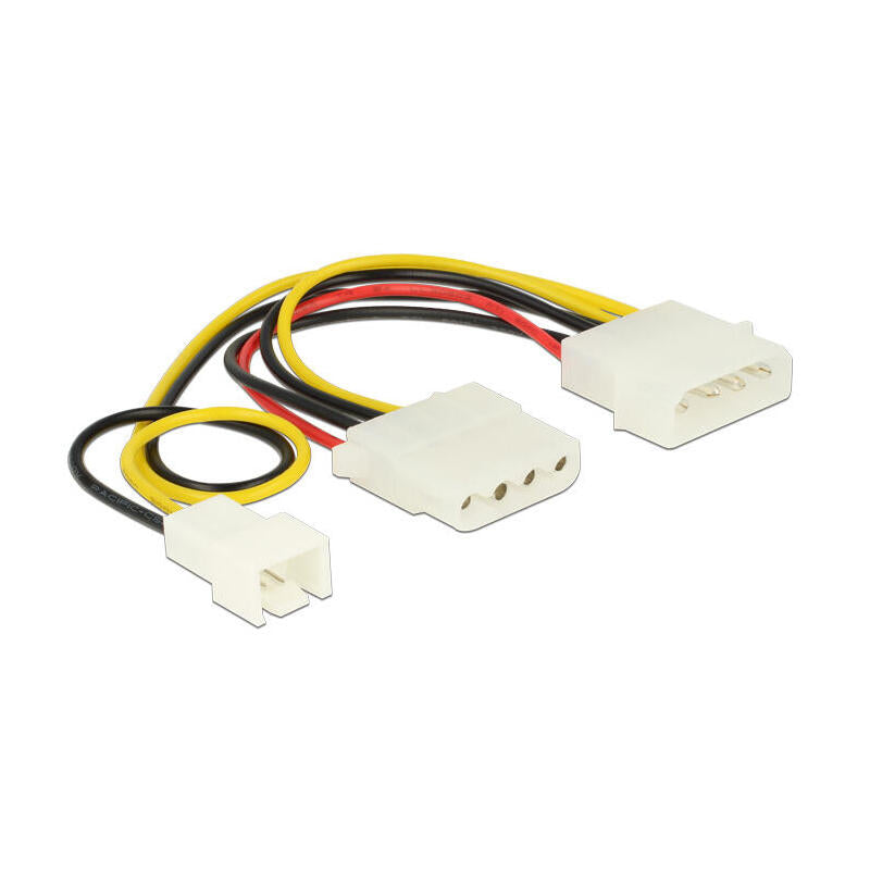 Delock 83658 Cable De Alimentación Molex Macho> 1 X Molex Hembra + 1 X 3 Pines Macho (Ventilador) 14 Cm